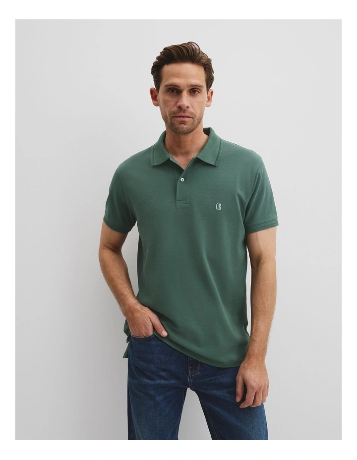 Verified Australian Cotton Pique Polo in Cypress image 1