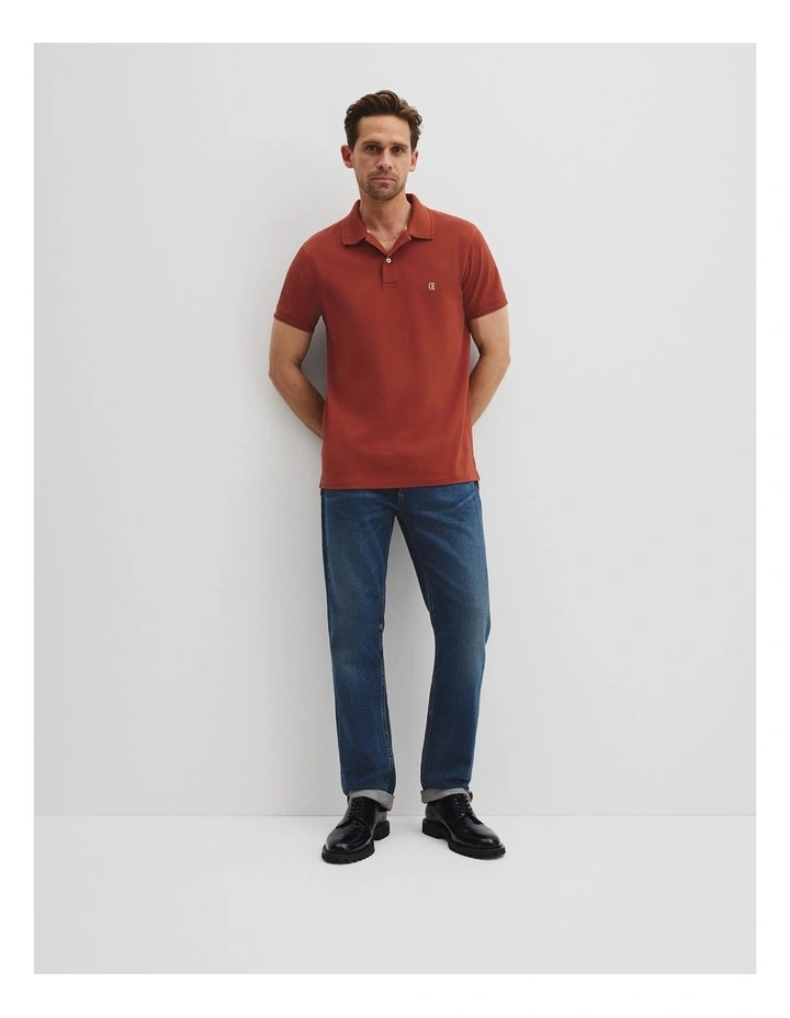 Verified Australian Cotton Pique Polo in Spice image 2