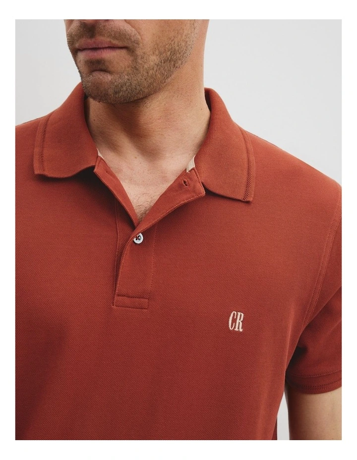 Verified Australian Cotton Pique Polo in Spice image 3