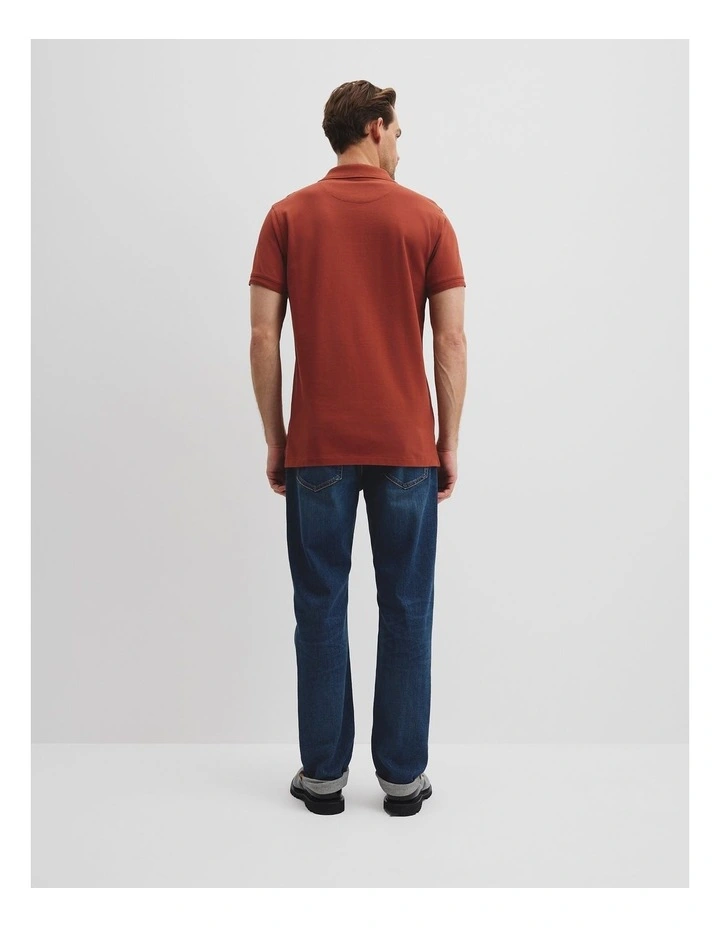 Verified Australian Cotton Pique Polo in Spice image 4