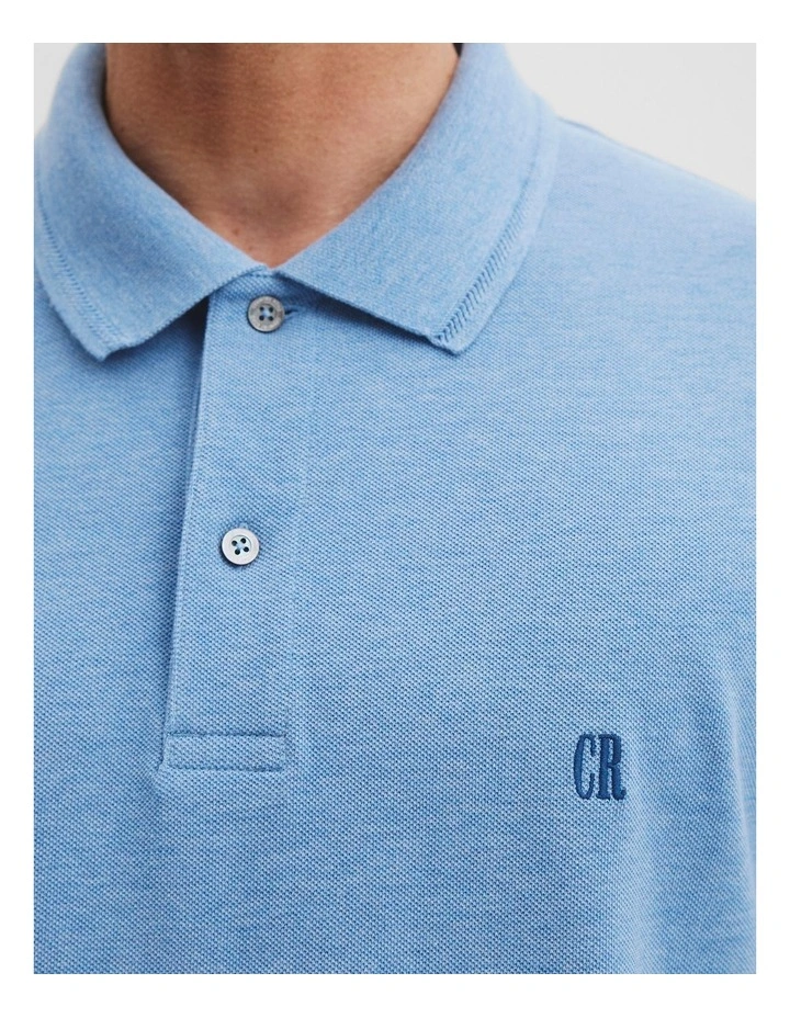 Verified Australian Cotton Pique Polo in Sea Salt Blue image 2