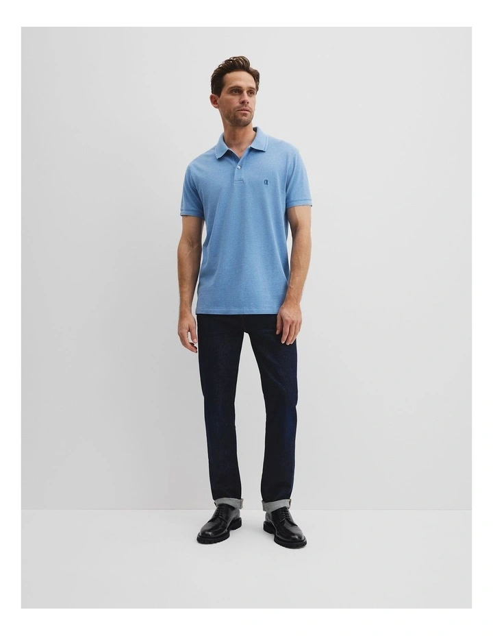 Verified Australian Cotton Pique Polo in Sea Salt Blue image 3