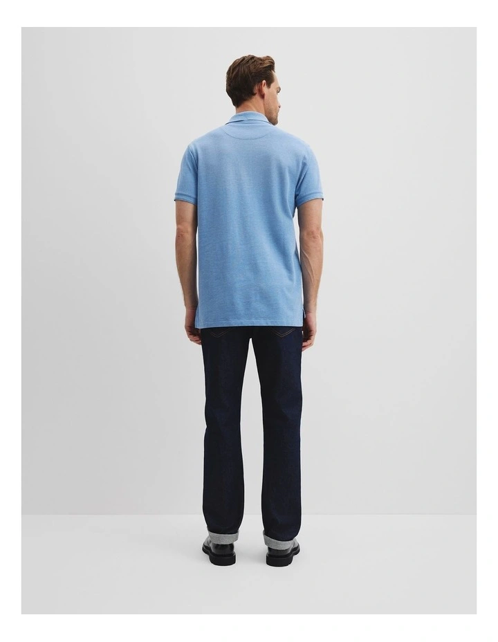 Verified Australian Cotton Pique Polo in Sea Salt Blue image 4