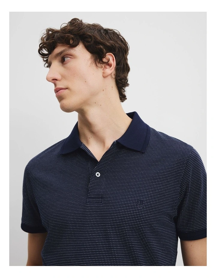 Australian Cotton Jacquard Polo in Navy image 2