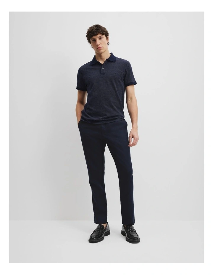 Australian Cotton Jacquard Polo in Navy image 3