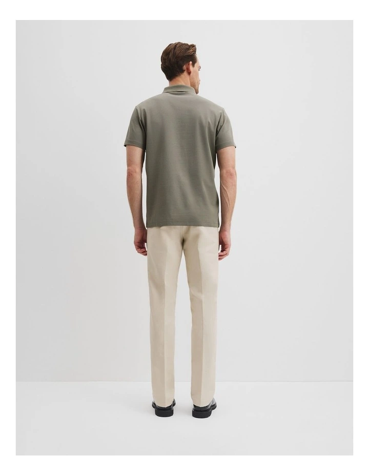 Mrc Cot Pique Zip Polo in Moss Grey image 4