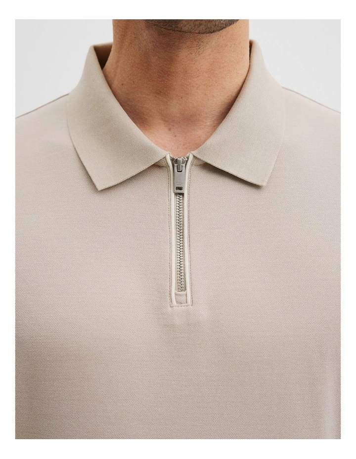 Mrc Cot Pique Zip Polo in Porcelain image 5
