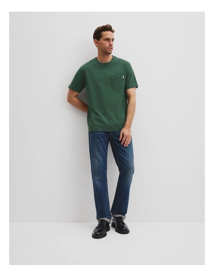 Organically Grown Cotton Slub T-shirt in Field Green image 1