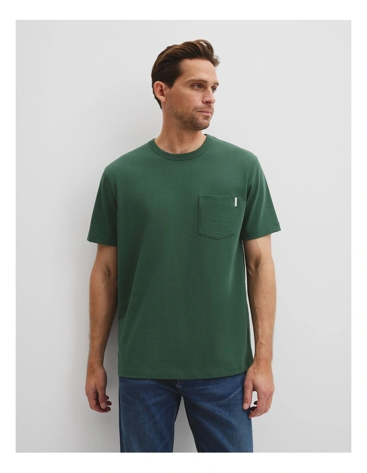 Organically Grown Cotton Slub T-shirt in Field Green image 2