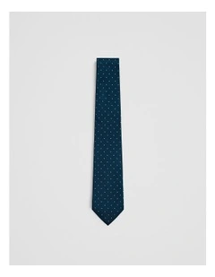Silk Dot Tie in Navy