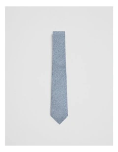Silk Linen Txt Tie in Eclipse Blue