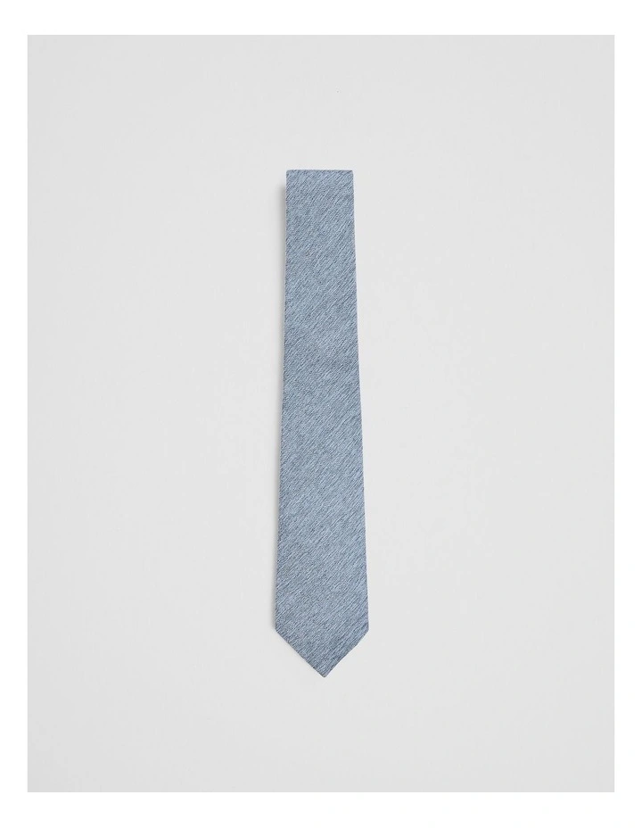 Silk Linen Txt Tie in Eclipse Blue image 1