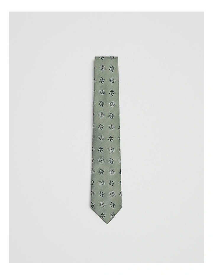 Silk Medallion Tie in Cool Fern image 1