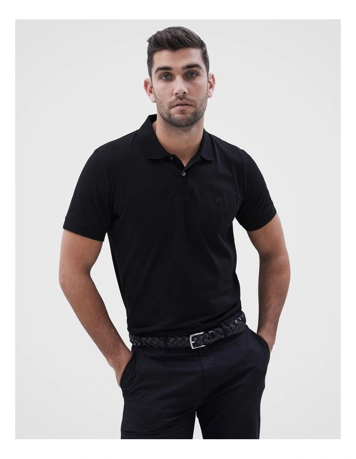 Classic Jersey Polo in Black image 1
