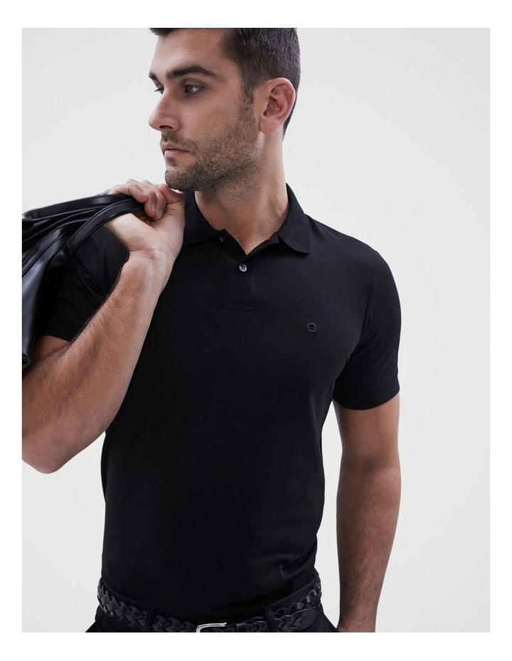 Classic Jersey Polo in Black image 4