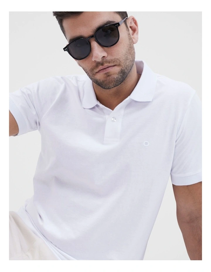 Classic Jersey Polo in White image 4