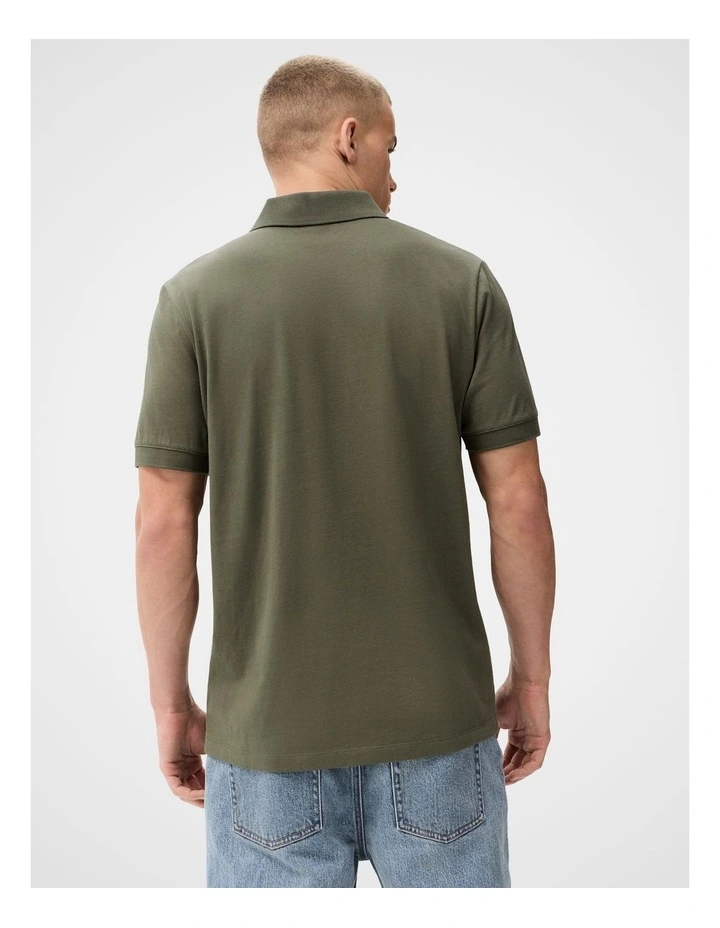 Classic Jersey Polo in Khaki image 2
