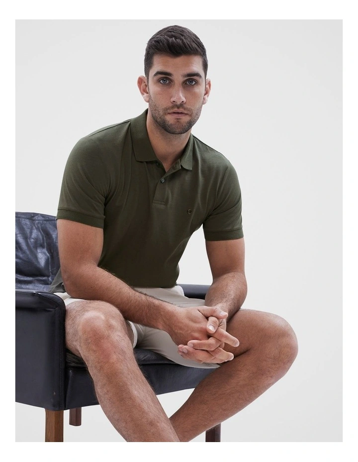 Classic Jersey Polo in Khaki image 2