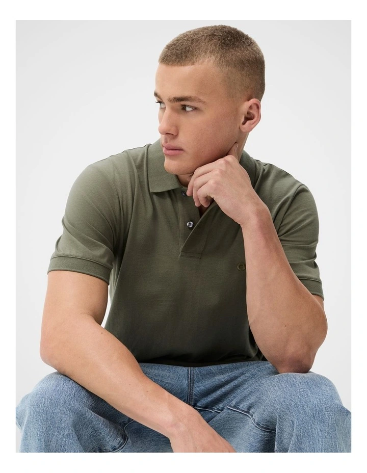 Classic Jersey Polo in Khaki image 3