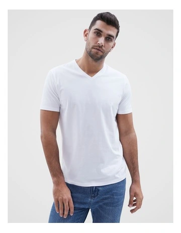 Classic V Neck T Shirt in White