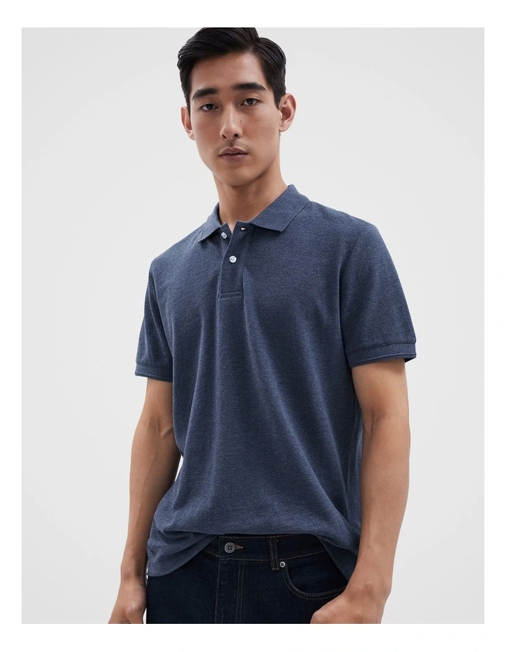 Pique Polo in Indigo image 1