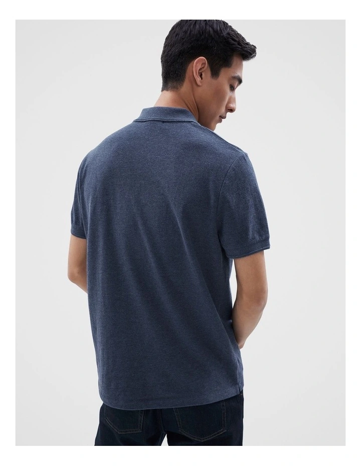 Pique Polo in Indigo image 3