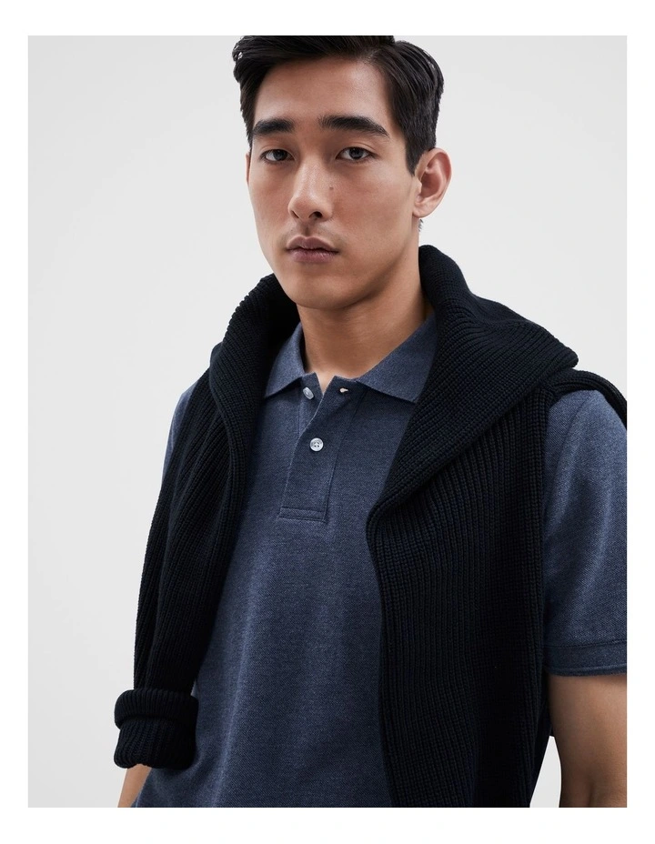 Pique Polo in Indigo image 4