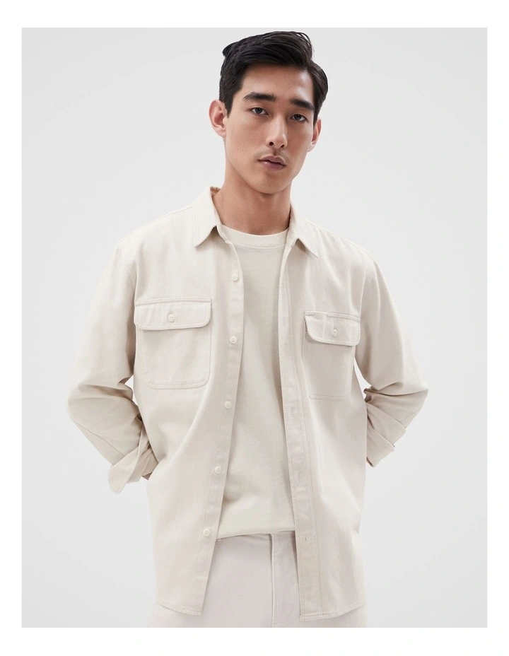 Twill Overshirt in Sand image 1