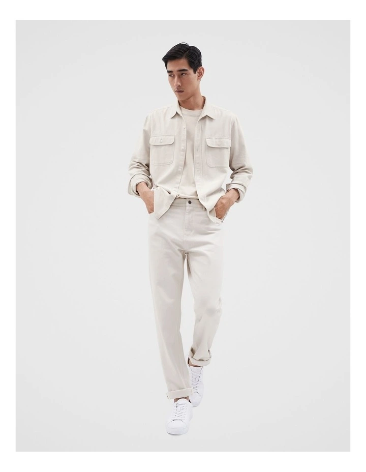 Twill Overshirt in Sand image 2
