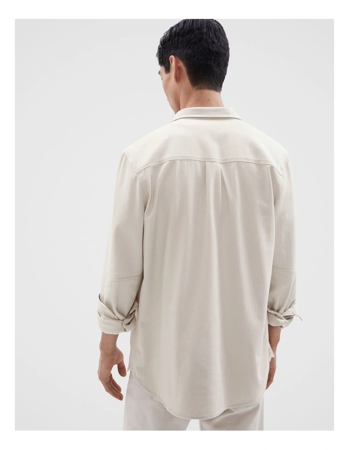 Twill Overshirt in Sand image 3