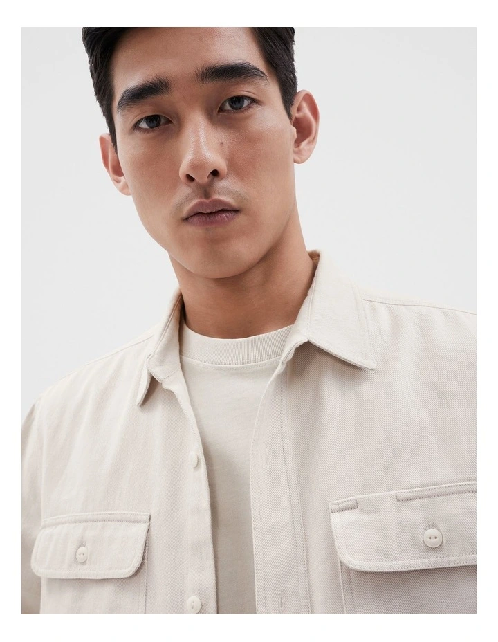 Twill Overshirt in Sand image 4