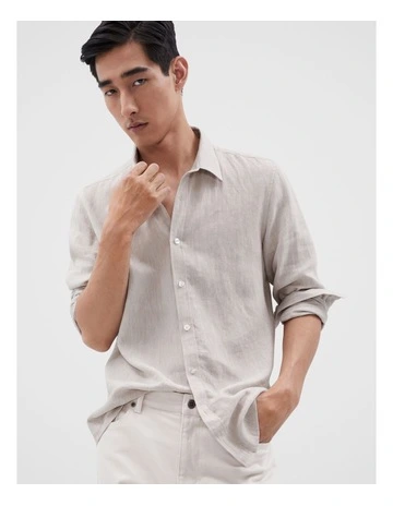 Linen Regular Fit Shirt in Stone