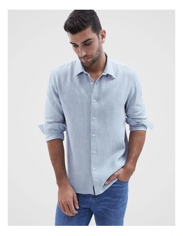 Linen Regular Fit Shirt in Blue