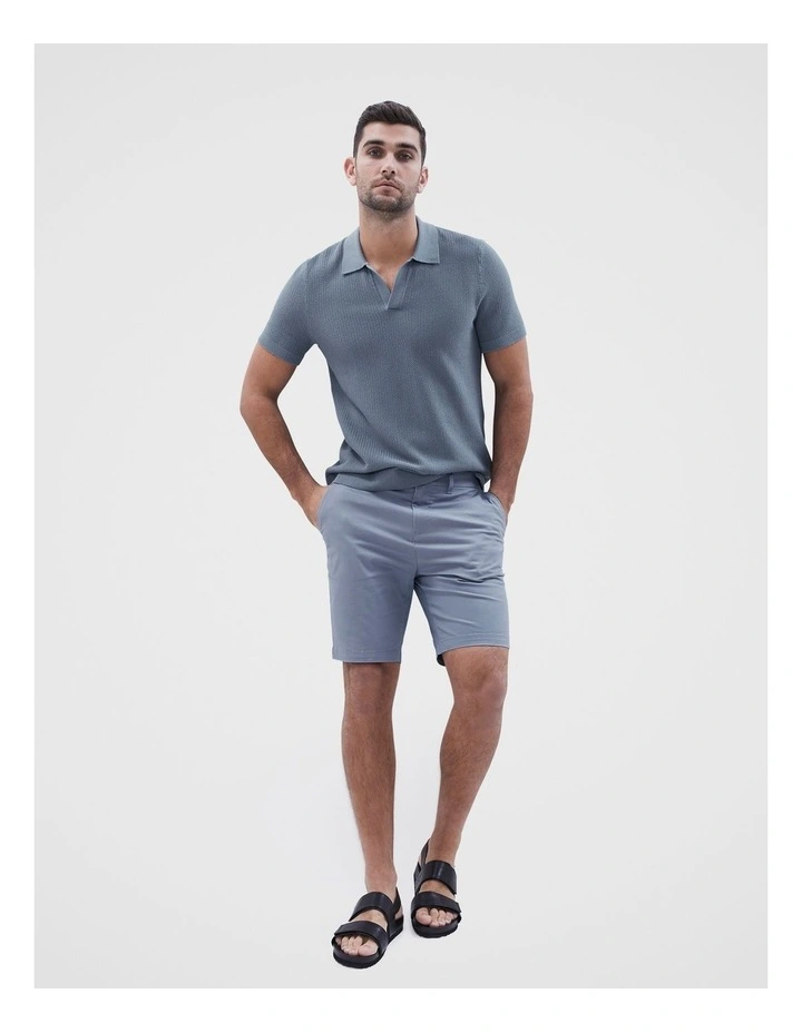 Textured Knit Polo in Dusty Blue image 2