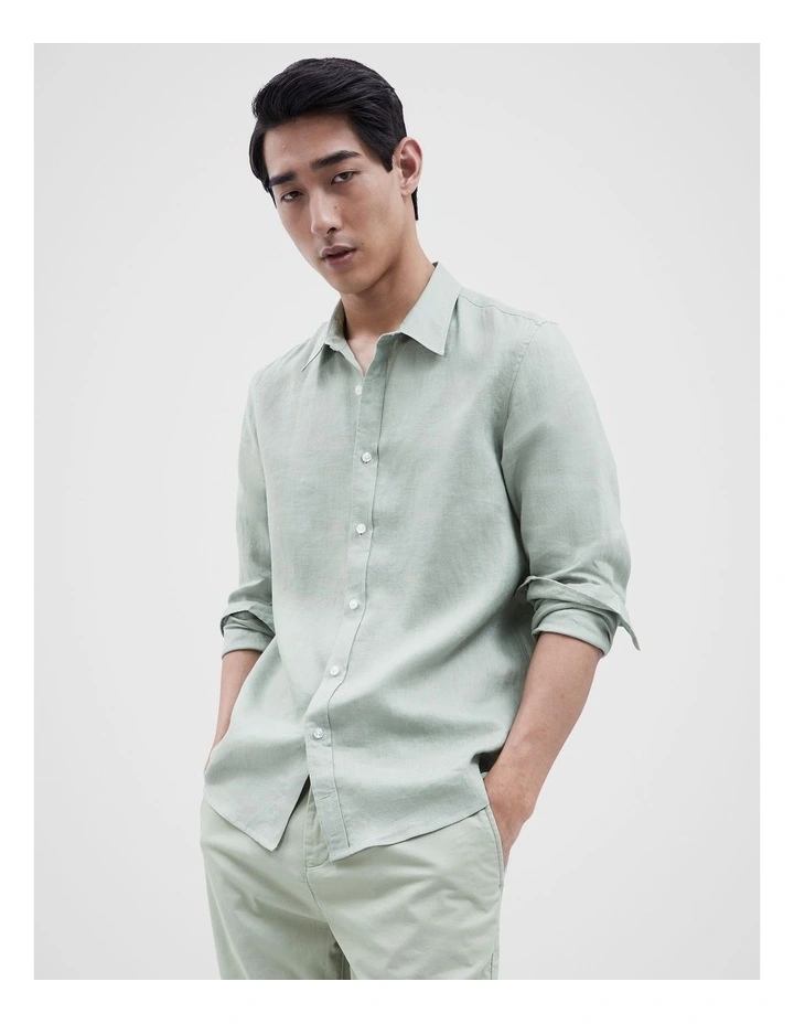 Linen Regular Fit Shirt in Mint image 1