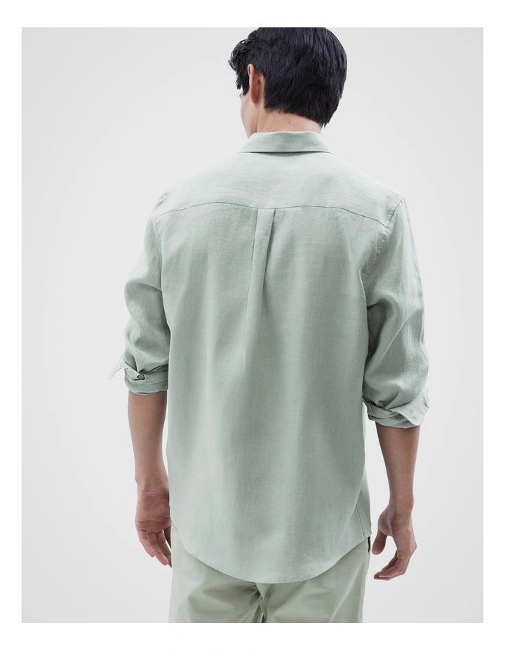 Linen Regular Fit Shirt in Mint image 3