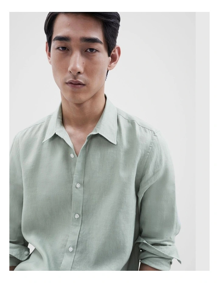 Linen Regular Fit Shirt in Mint image 4