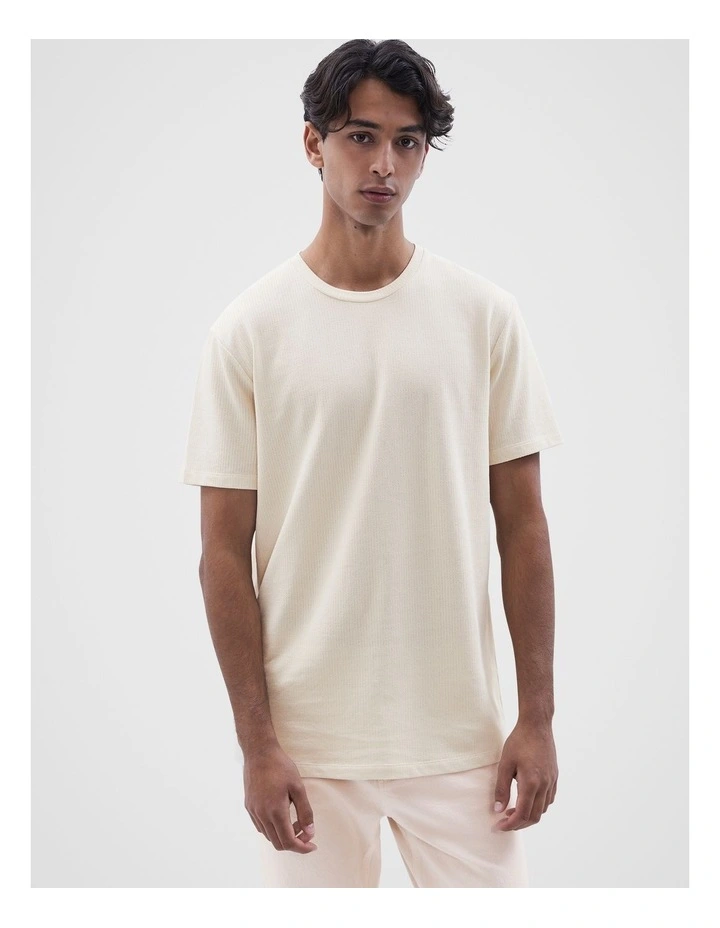 Textured T-shirt in Cream image 1
