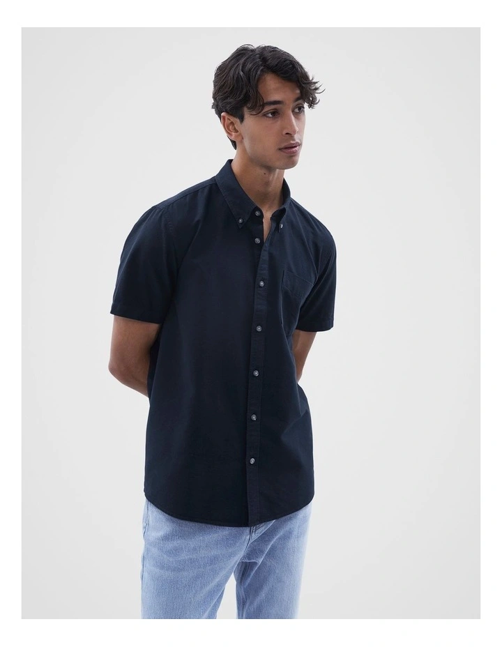 Oxford Short Sleeves Regular Fit Shirt in Blue Marle image 1