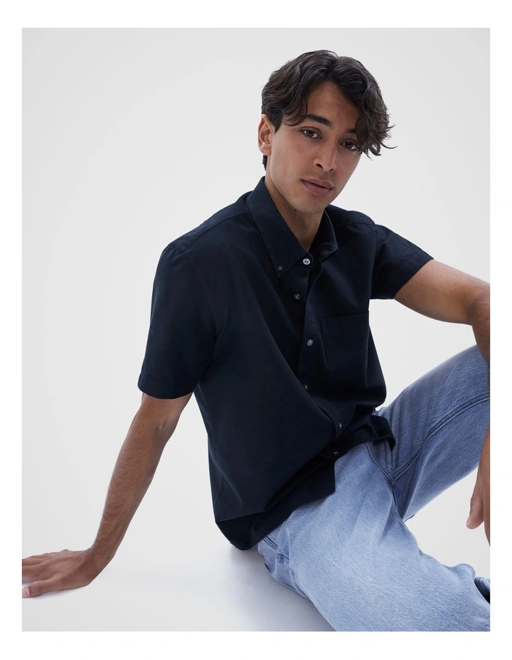 Oxford Short Sleeves Regular Fit Shirt in Blue Marle image 3