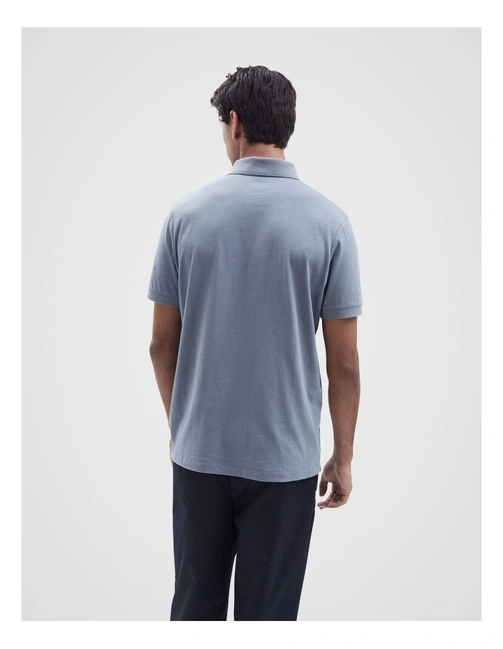 Classic Jersey Polo Shirt in Blue image 3