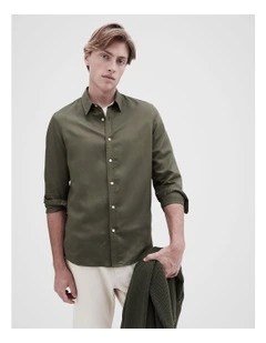 Lyocell Blend Long Sleeve Regular Fit in Khaki