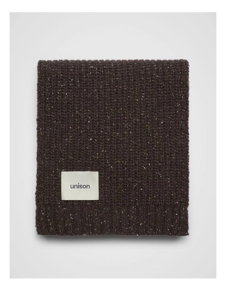 Rib Knit Scarf in Chocolate image 1