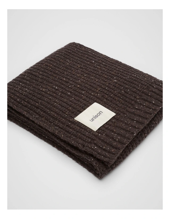 Rib Knit Scarf in Chocolate image 3
