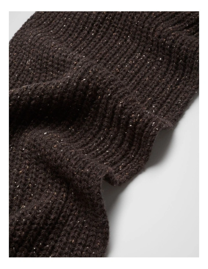 Rib Knit Scarf in Chocolate image 4