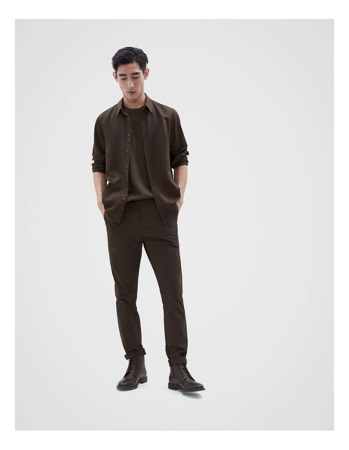 Lyocell Blend Long Sleeves Regular Fit Shirt in Chocolate image 2