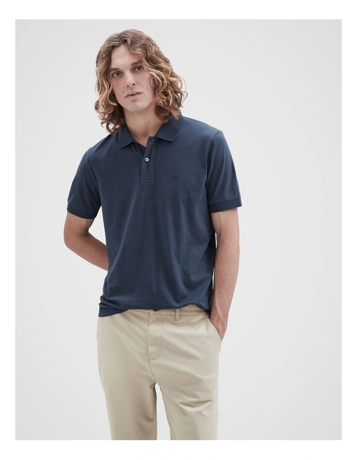 Classic Jersey Polo Shirt in Petrol image 1