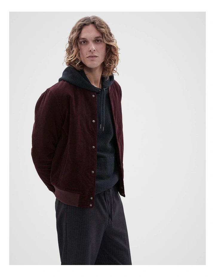 Cord Bomber Jacket in Burgundy image 1