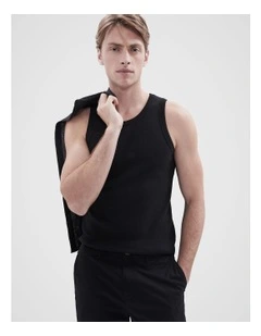 Rib Singlet in Black