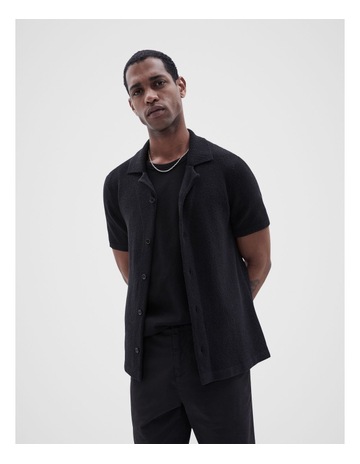 Boucle Knit Shirt in Black